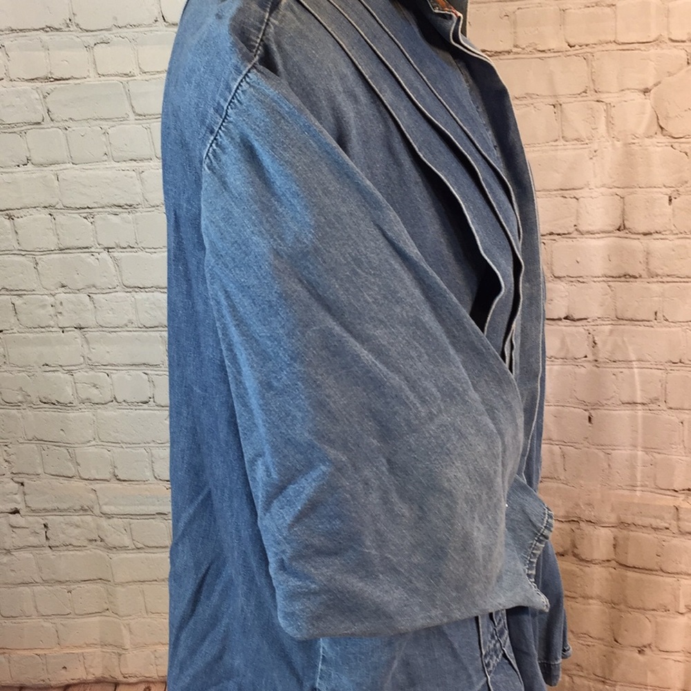 Outback Denim Button Down Shirt Box Pleate Top Medium - Picture 3 of 7